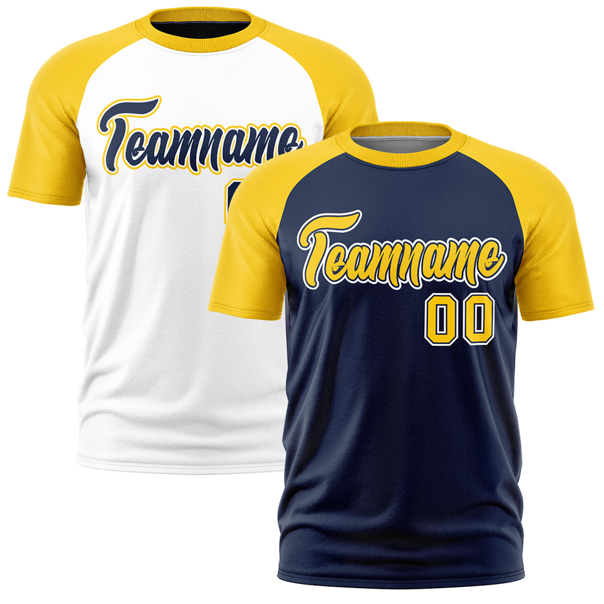 Custom Navy Gold White Reversible Raglan Sleeves Quick Dry T-shirt| KXKSHOP
