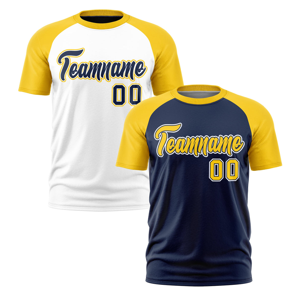 Custom Navy Gold White Reversible Raglan Sleeves Quick Dry T-shirt| KXKSHOP