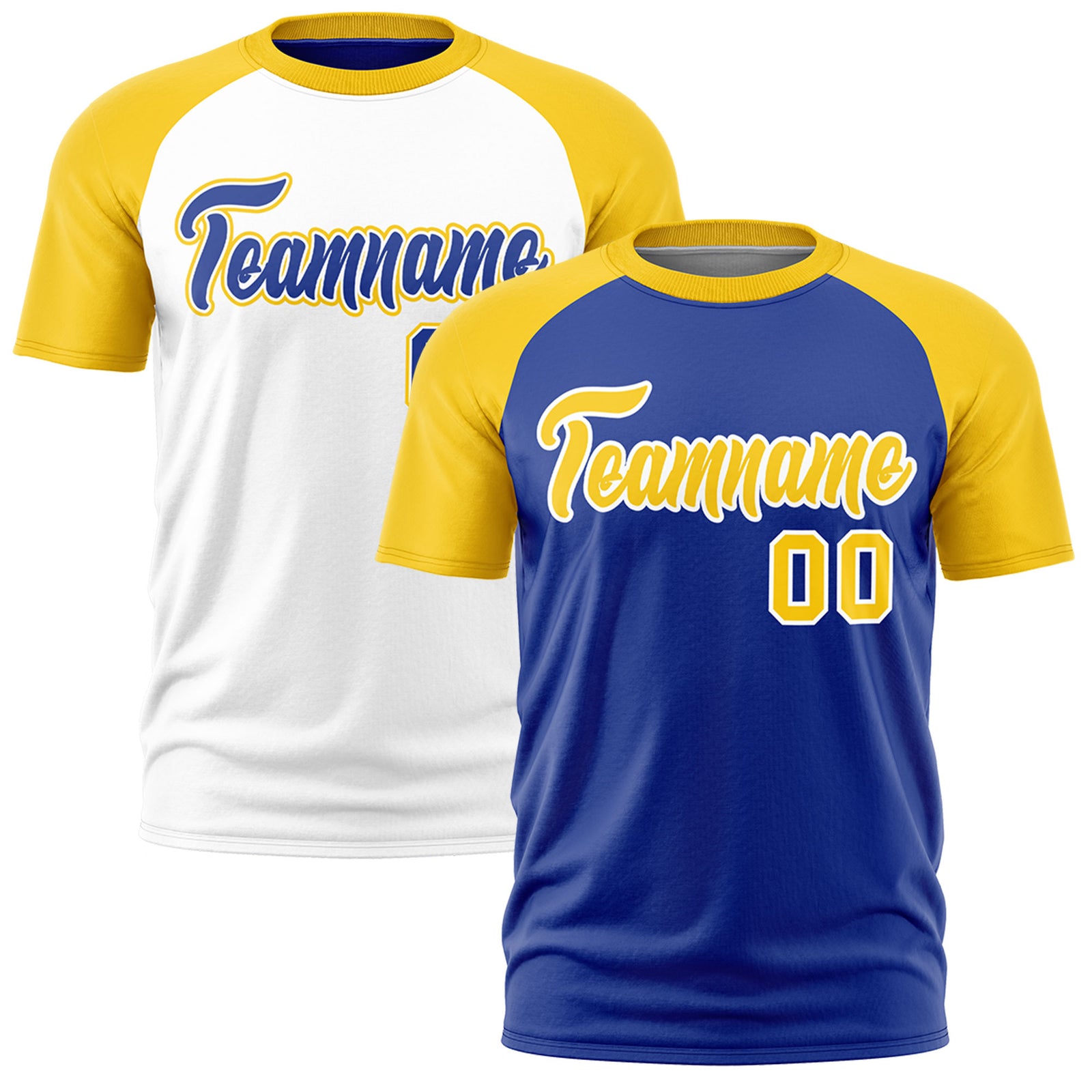 Custom Royal Blue Gold White Reversible Raglan Sleeves Quick Dry T-shirt| KXKSHOP