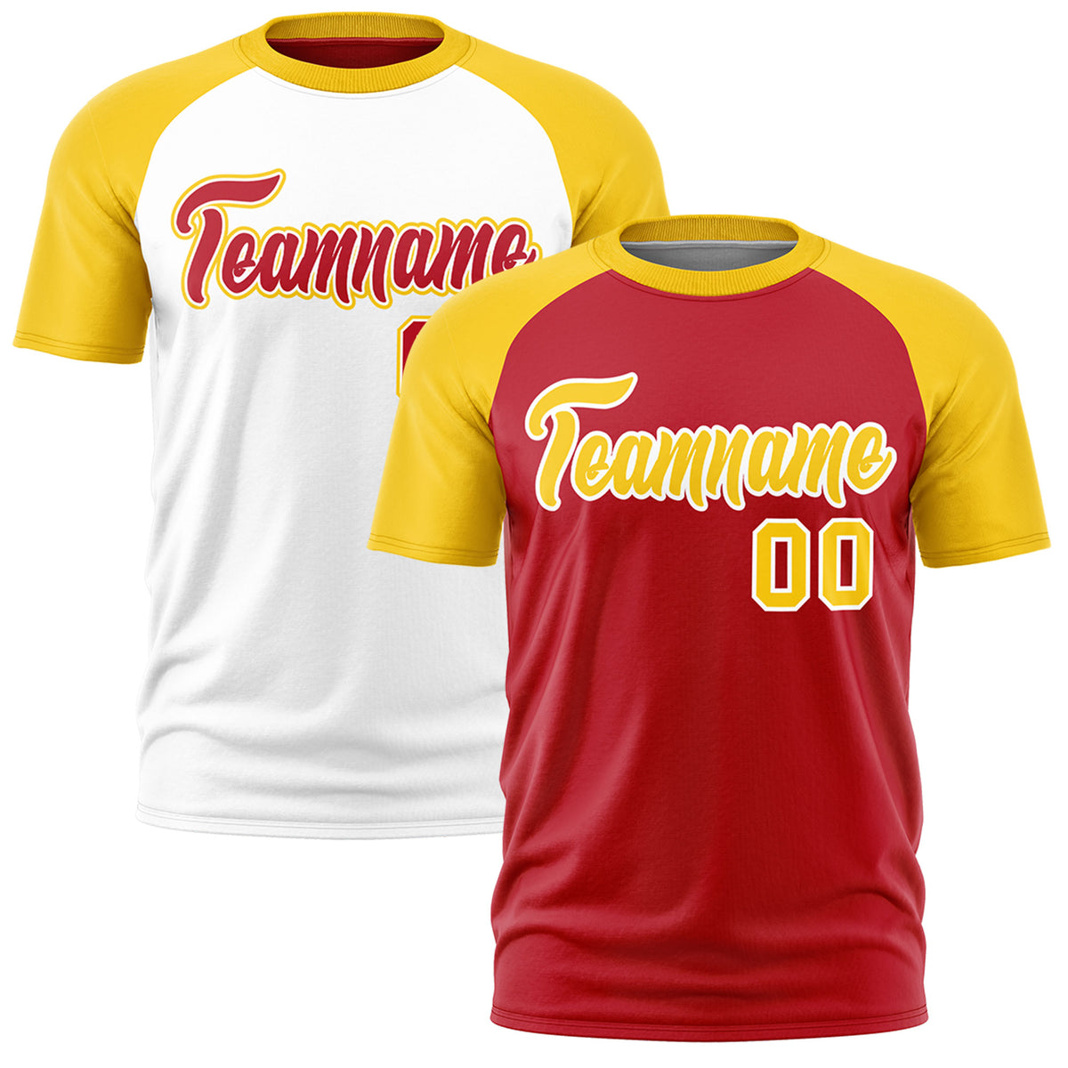 Custom Red Gold White Reversible Raglan Sleeves Moisture-Wicking T-shirt| KXKSHOP