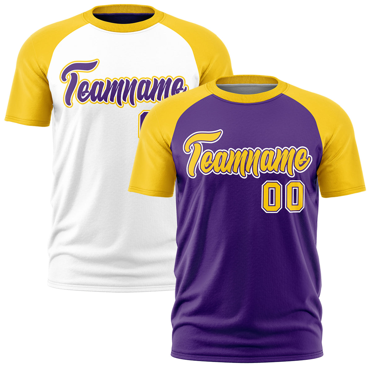 Custom Purple Gold White Reversible Raglan Sleeves Quick Dry T-shirt| KXKSHOP