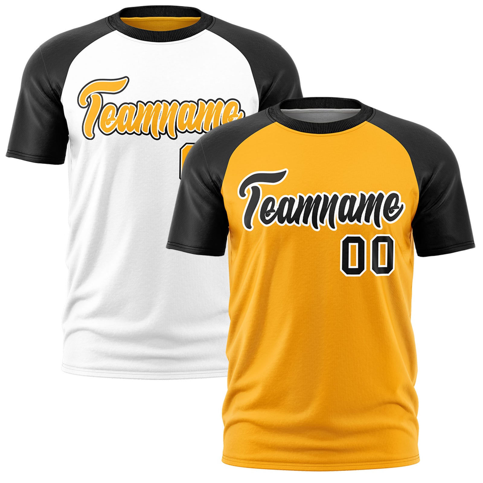 Custom Yellow Black White Reversible Raglan Sleeves Quick Dry T-shirt| KXKSHOP