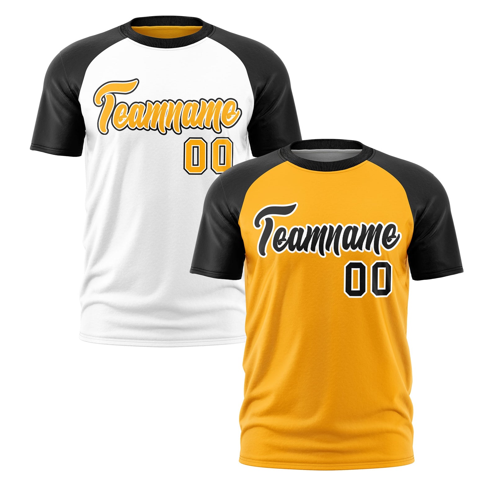 Custom Yellow Black White Reversible Raglan Sleeves Quick Dry T-shirt| KXKSHOP