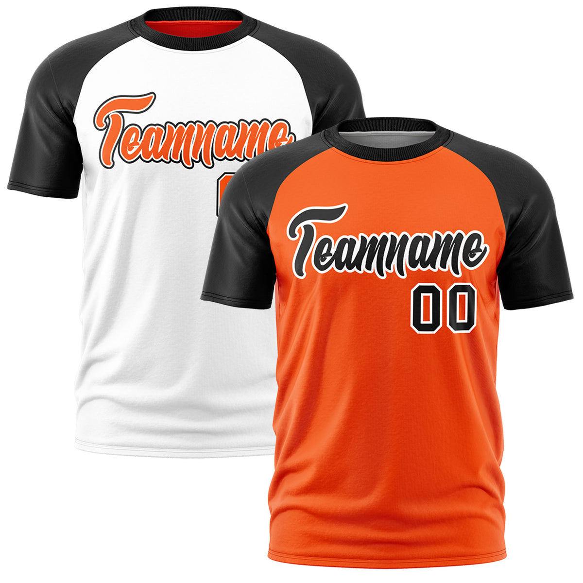 Custom Orange Black White Reversible Raglan Sleeves Moisture-Wicking T-shirt| KXKSHOP