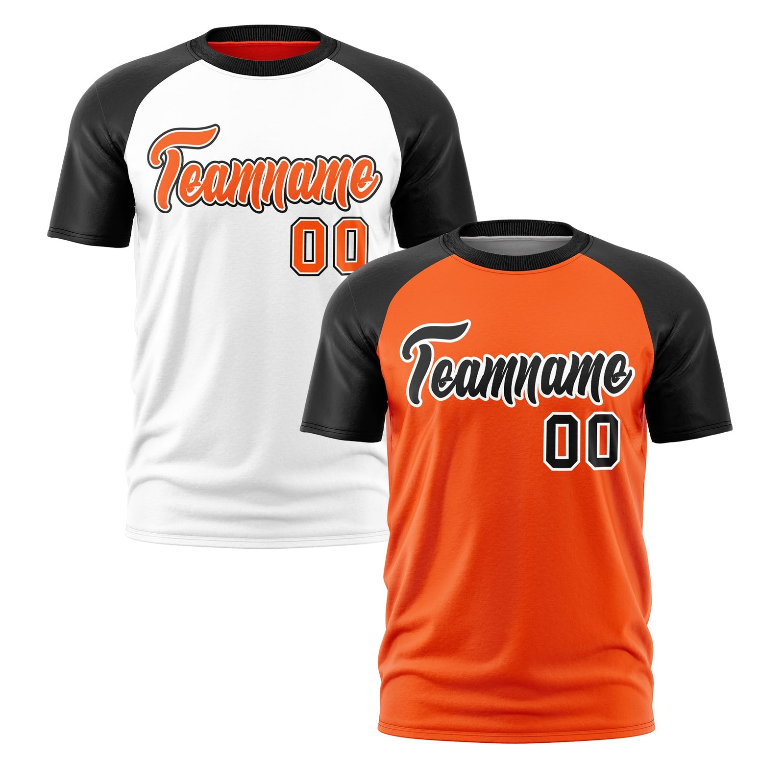 Custom Orange Black White Reversible Raglan Sleeves Moisture-Wicking T-shirt| KXKSHOP