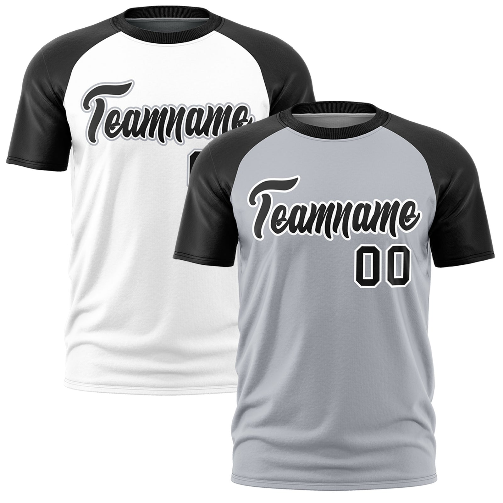 Custom Silver Black White Reversible Raglan Sleeves Quick Dry T-shirt| KXKSHOP