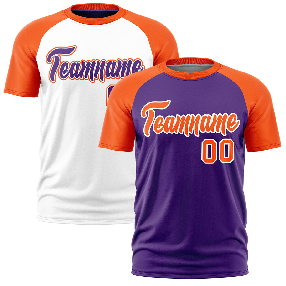 Custom Purple Orange White Reversible Raglan Sleeves Moisture-Wicking T-shirt| KXKSHOP