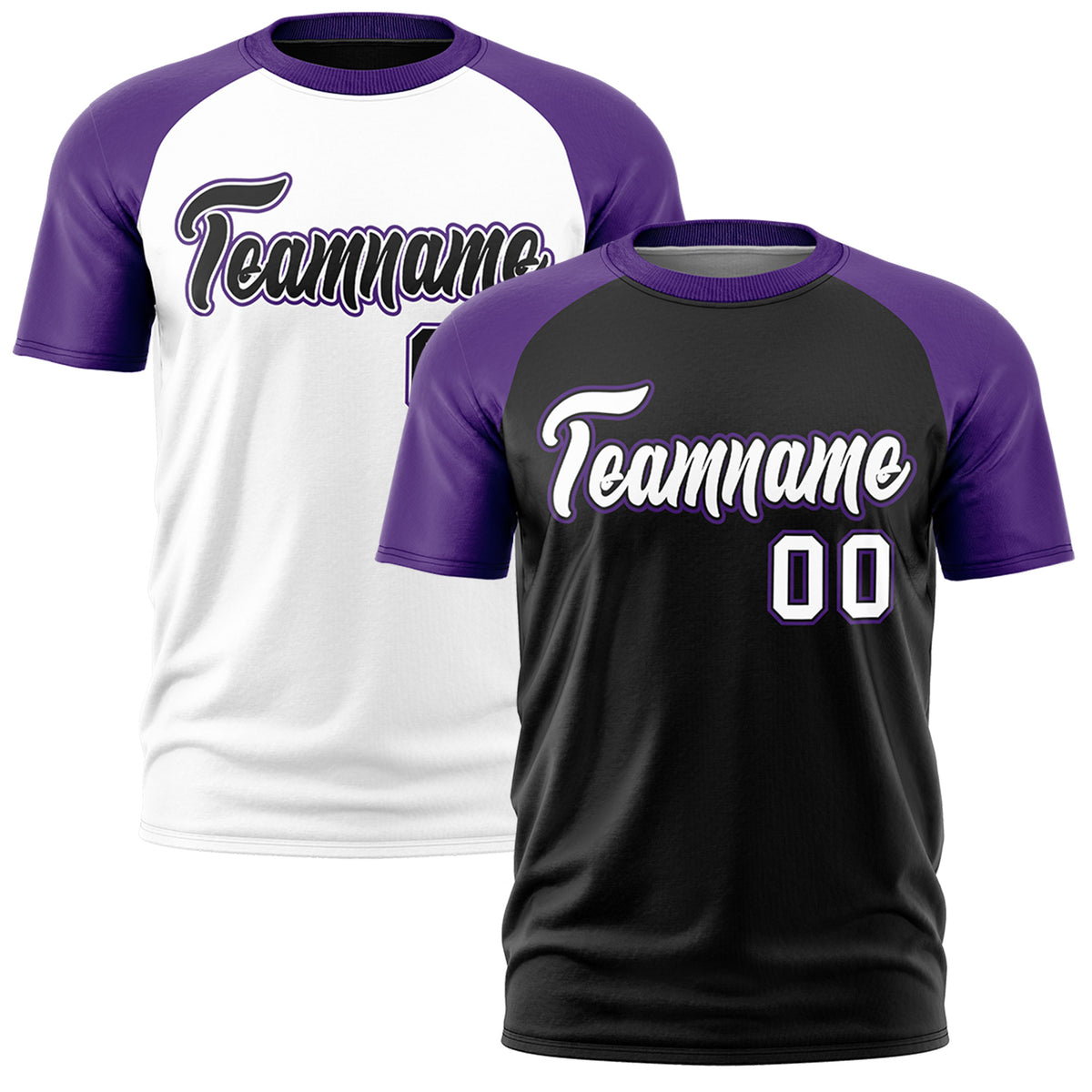 Custom Black Purple White Reversible Raglan Sleeves Moisture-Wicking T-shirt| KXKSHOP