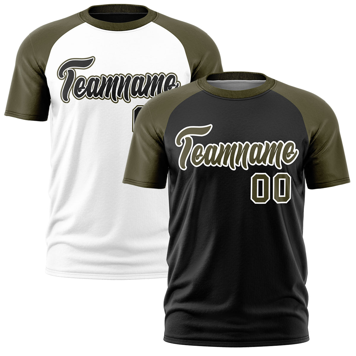 Custom Black Olive White Reversible Raglan Sleeves Quick Dry T-shirt| KXKSHOP