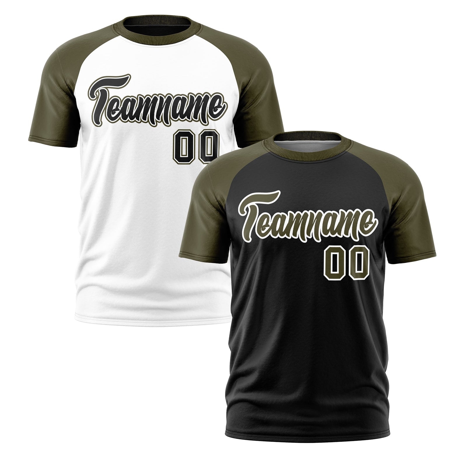 Custom Black Olive White Reversible Raglan Sleeves Quick Dry T-shirt| KXKSHOP