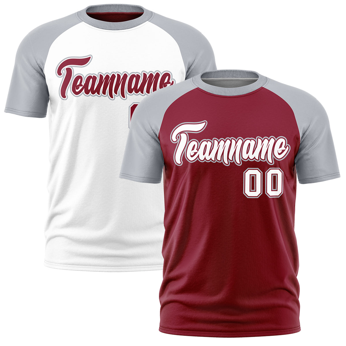 Custom Crimson Silver White Reversible Raglan Sleeves Moisture-Wicking T-shirt| KXKSHOP