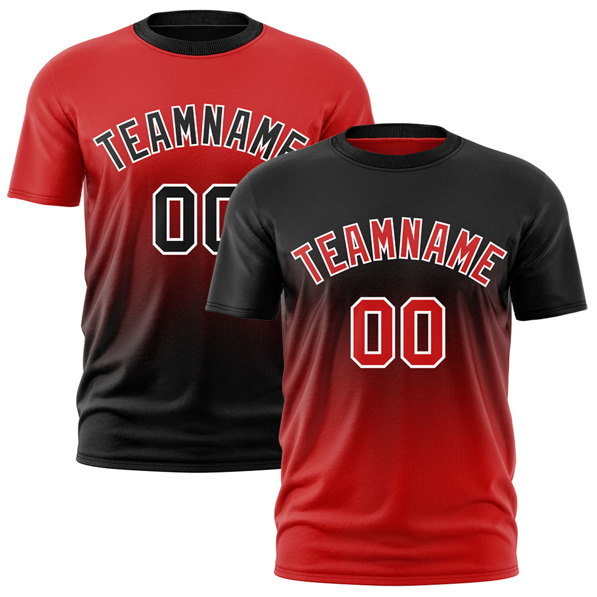 Custom Red Black Gradient Fashion Reversible Lightweight T-shirt| KXKSHOP