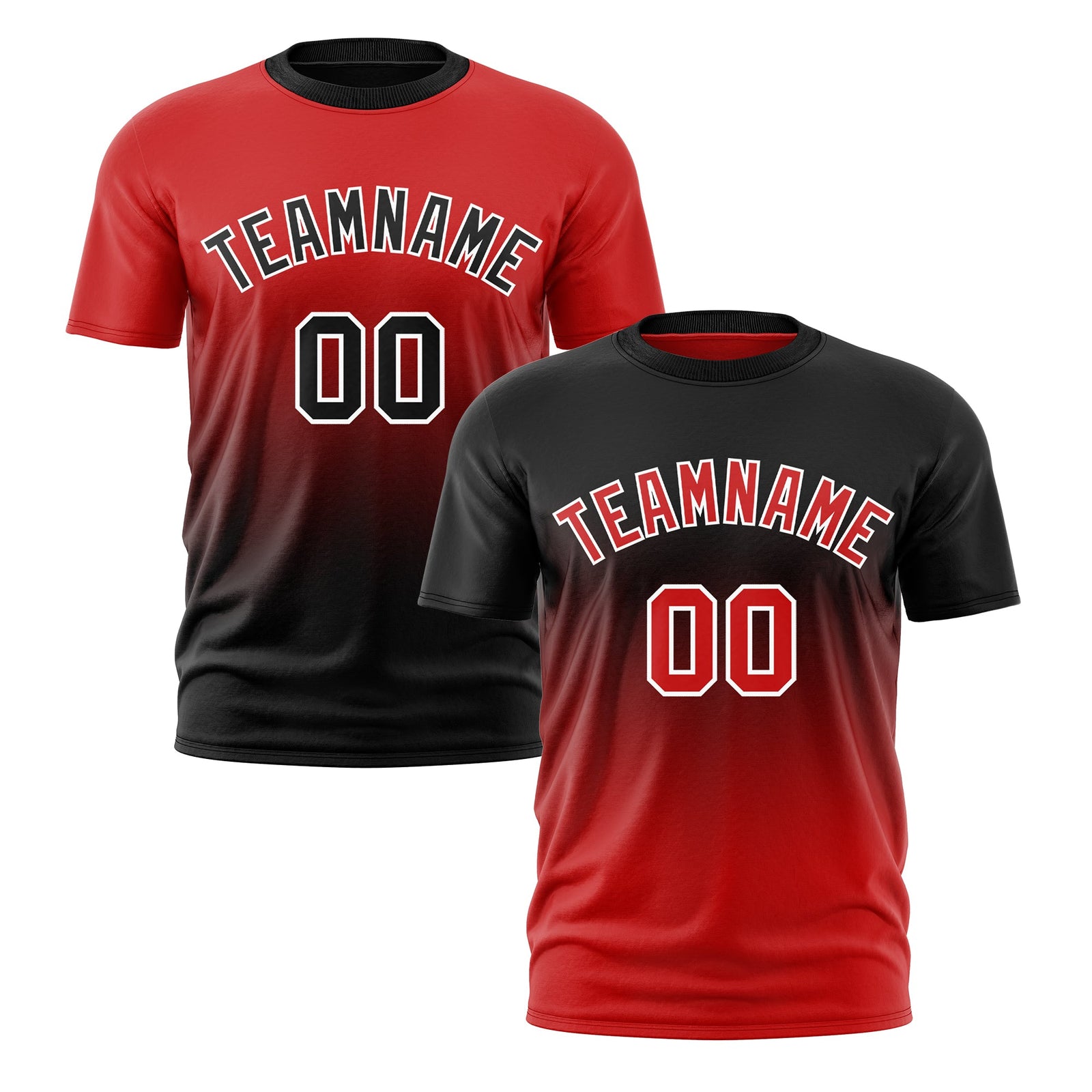 Custom Red Black Gradient Fashion Reversible Lightweight T-shirt| KXKSHOP