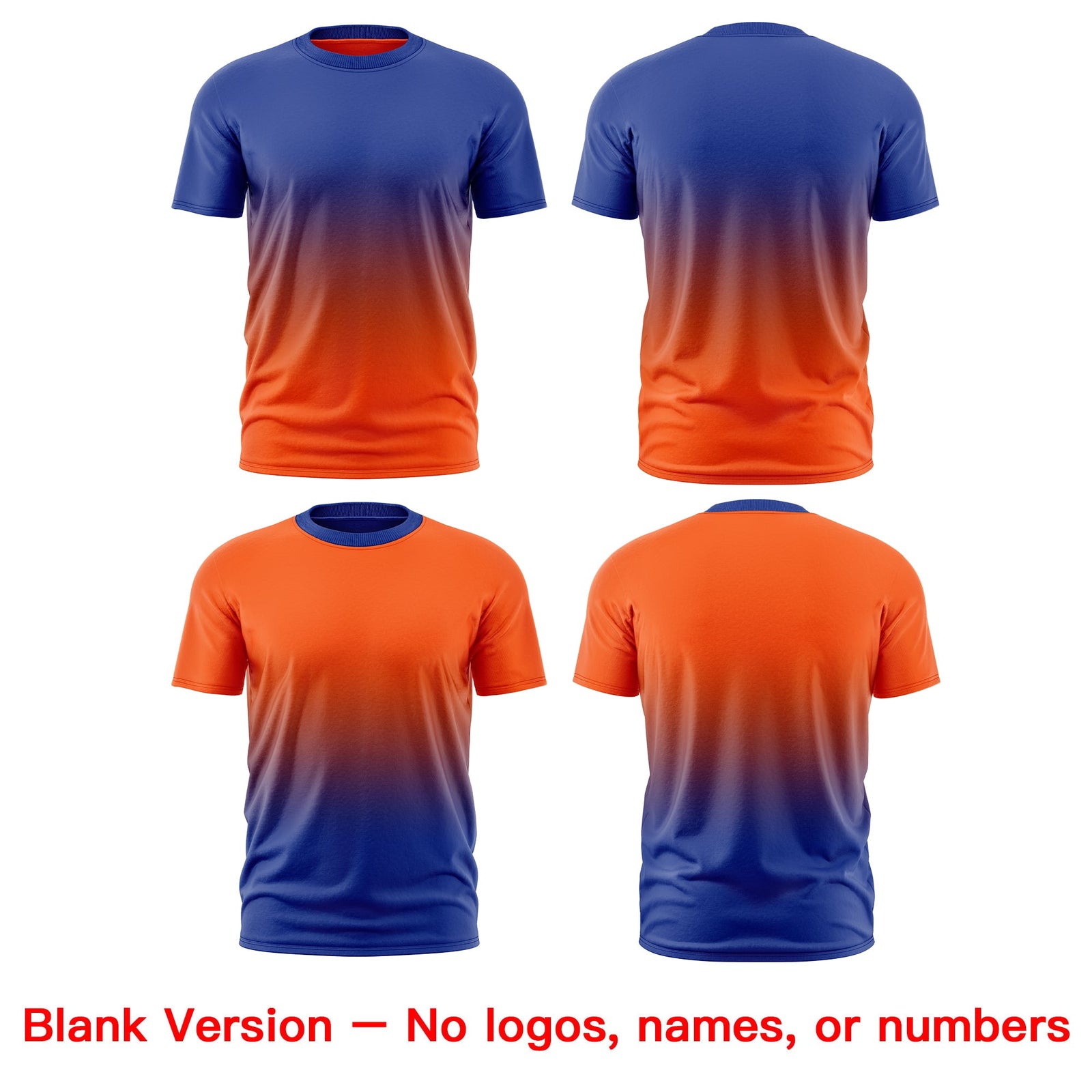 Custom Orange Royal Blue Gradient Fashion Reversible Lightweight T-shirt| KXKSHOP