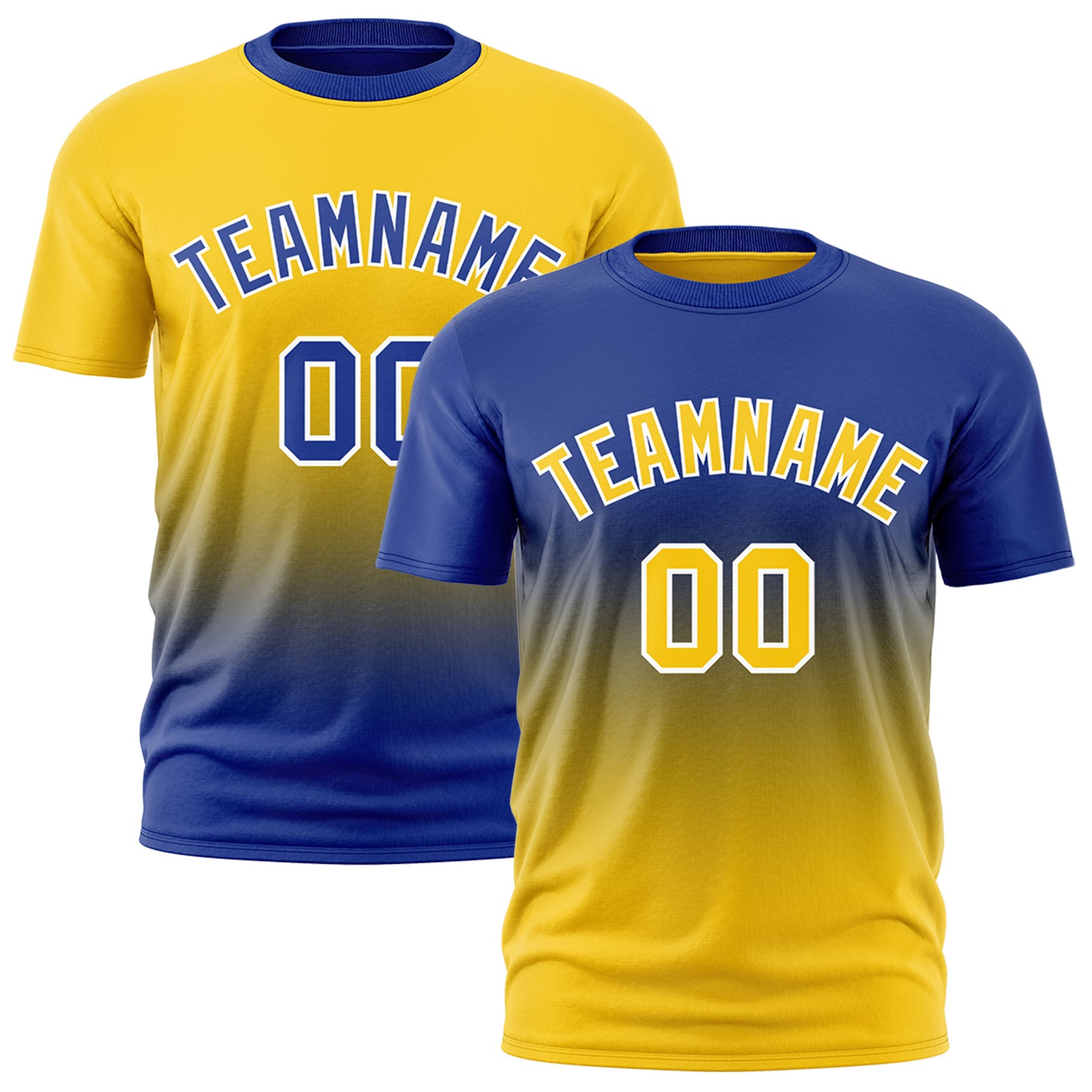 Custom Gold Royal Blue Gradient Fashion Reversible Quick Dry T-shirt| KXKSHOP