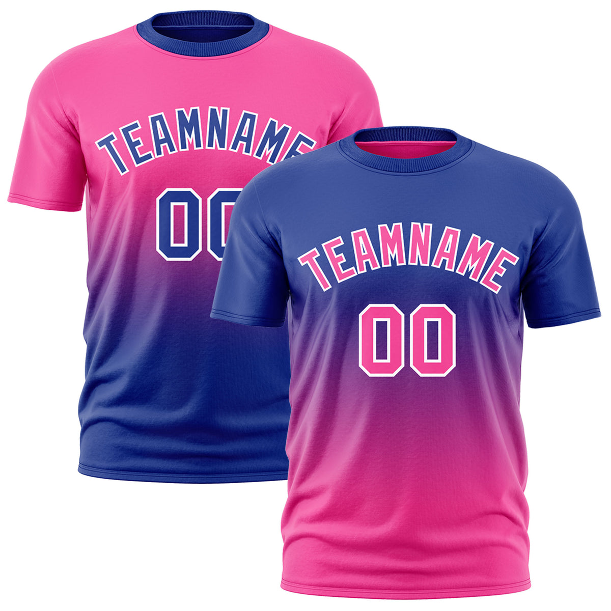 Custom Pink Royal Blue Gradient Fashion Reversible Quick Dry T-shirt| KXKSHOP