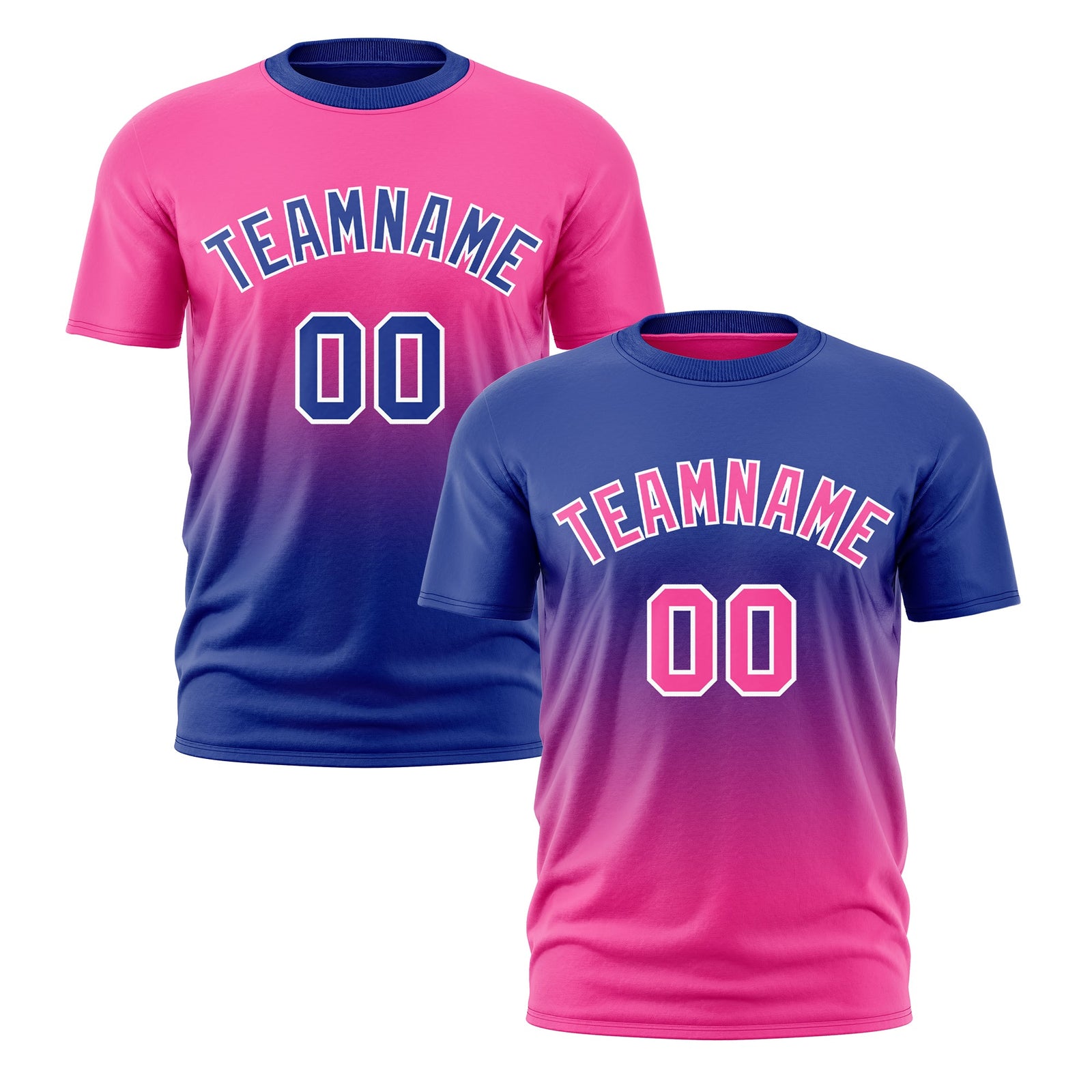 Custom Pink Royal Blue Gradient Fashion Reversible Quick Dry T-shirt| KXKSHOP
