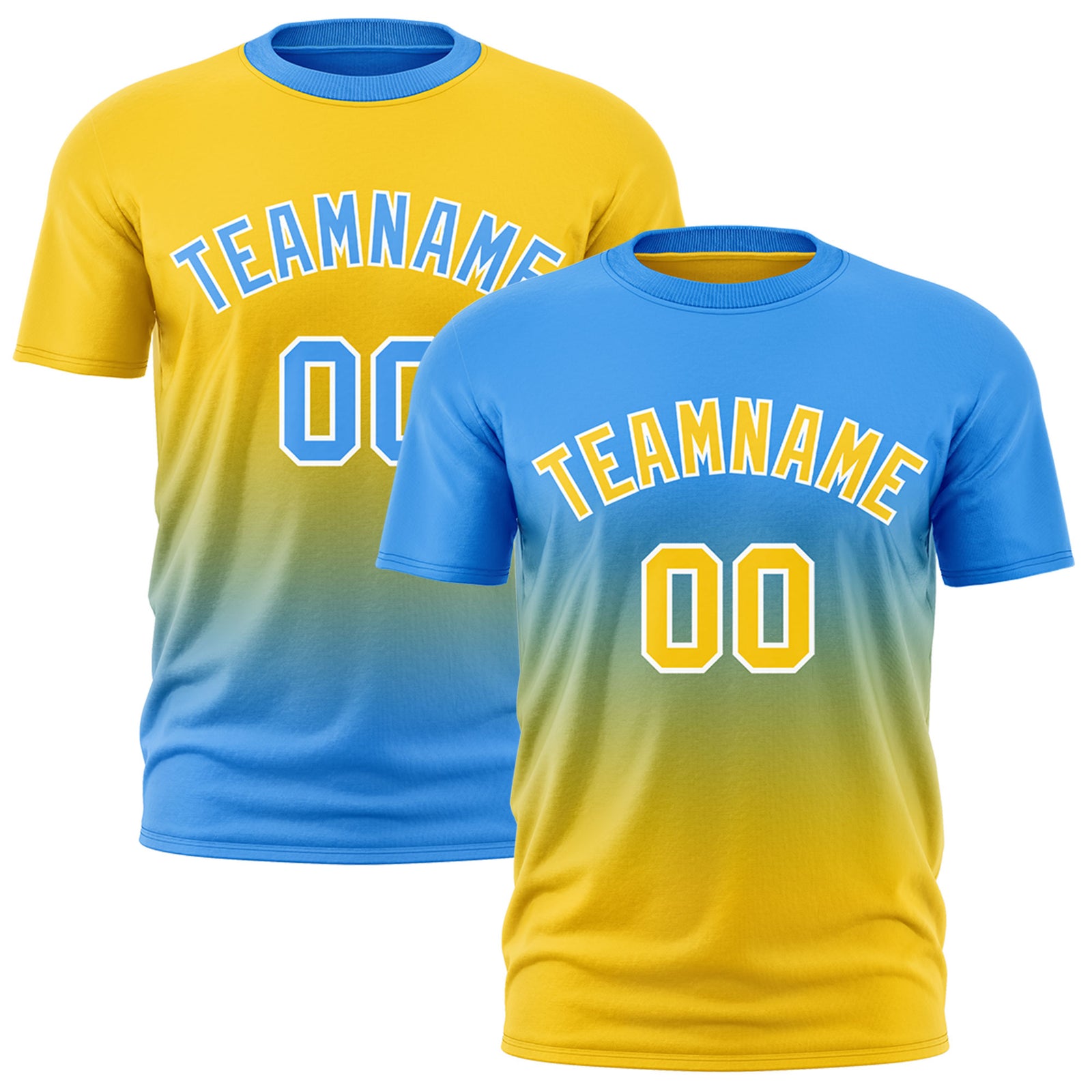 Custom Powder Blue Gold Gradient Fashion Reversible Quick Dry T-shirt| KXKSHOP