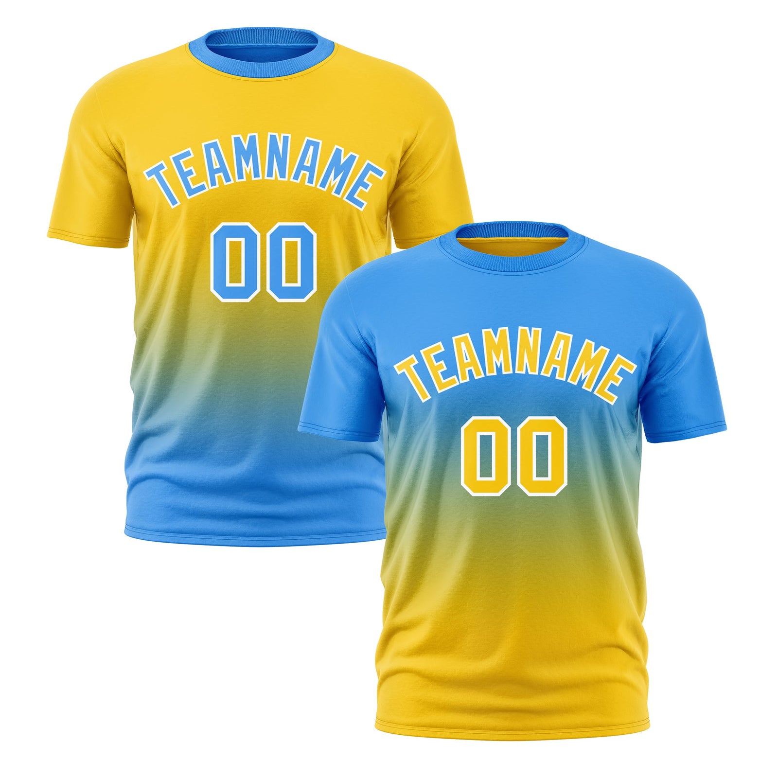Custom Powder Blue Gold Gradient Fashion Reversible Quick Dry T-shirt| KXKSHOP