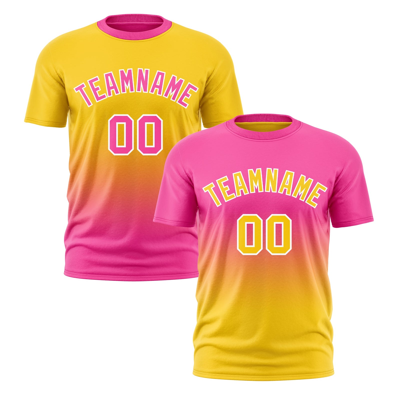 Custom Pink Gold Gradient Fashion Reversible Quick Dry T-shirt| KXKSHOP