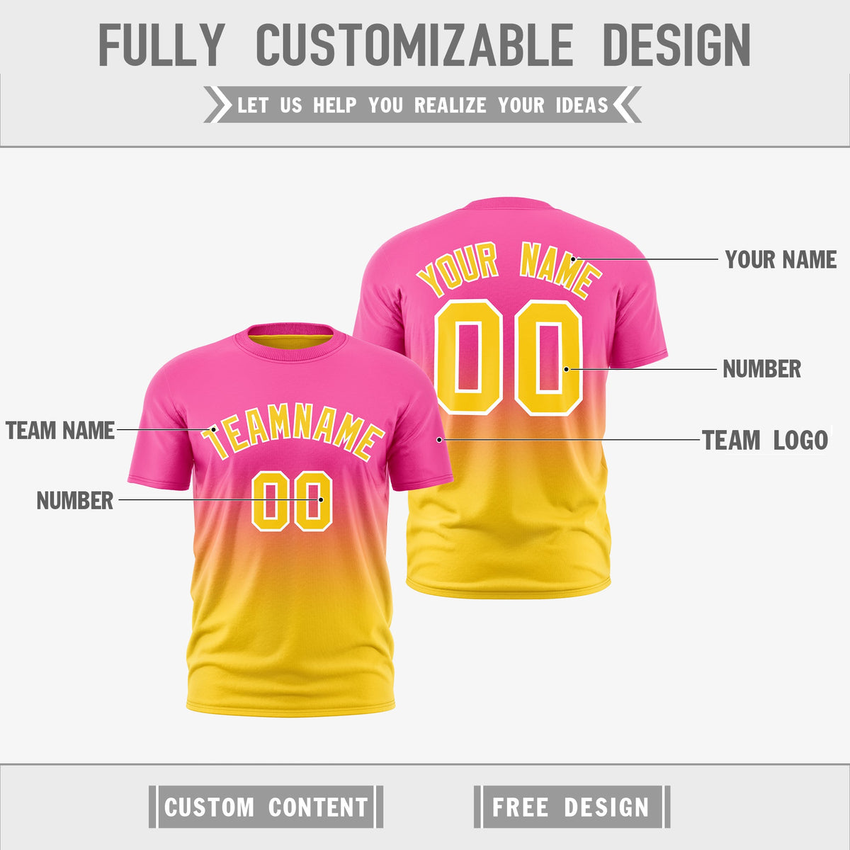 Custom Pink Gold Gradient Fashion Reversible Quick Dry T-shirt| KXKSHOP