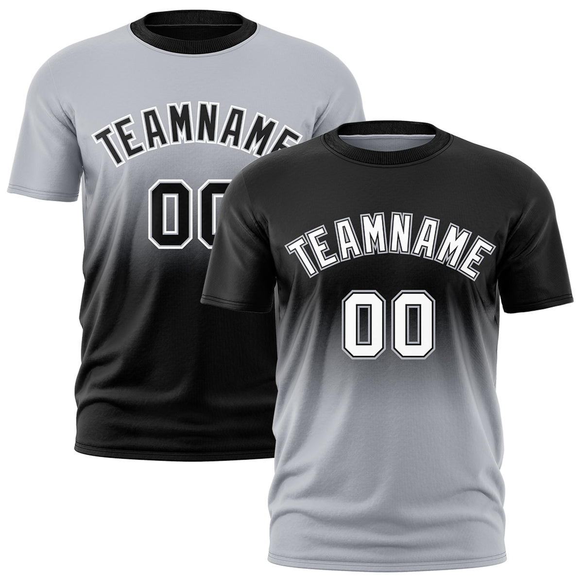 Custom Silver Black Gradient Fashion Reversible Quick Dry T-shirt| KXKSHOP