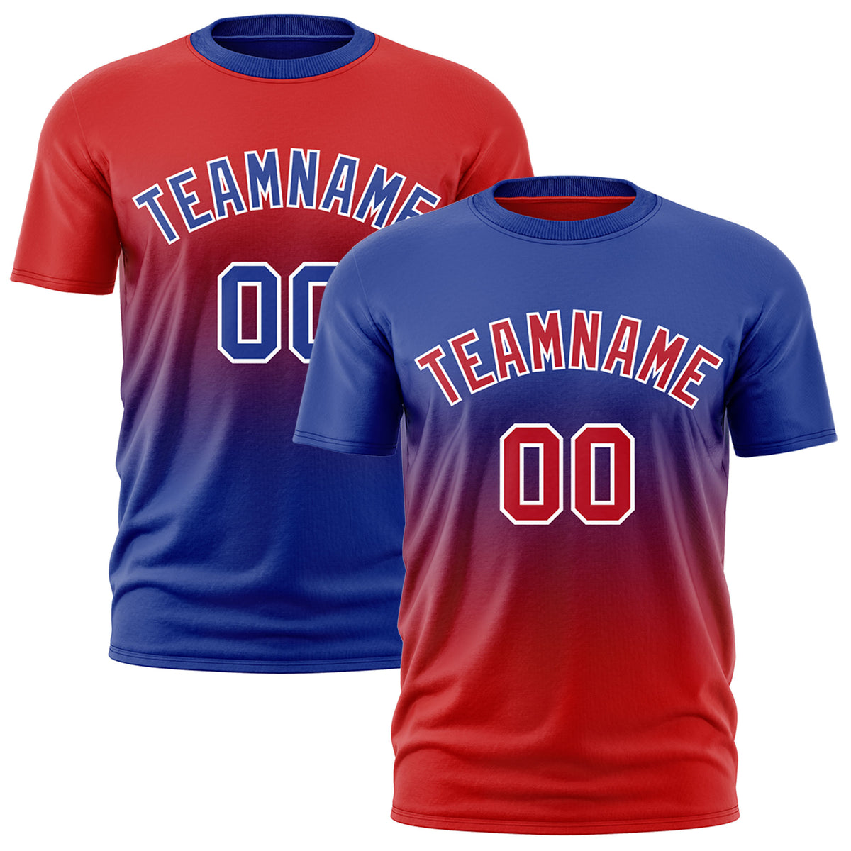 Custom Red Royal Blue Gradient Fashion Reversible Lightweight T-shirt| KXKSHOP