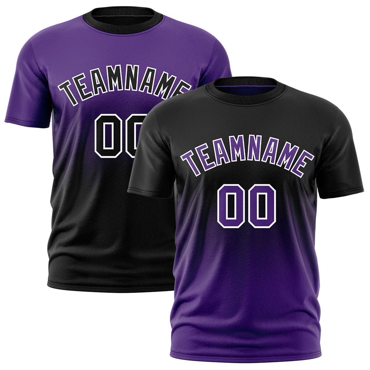 Custom Black Purple Purple Gradient Fashion Reversible Lightweight T-shirt| KXKSHOP