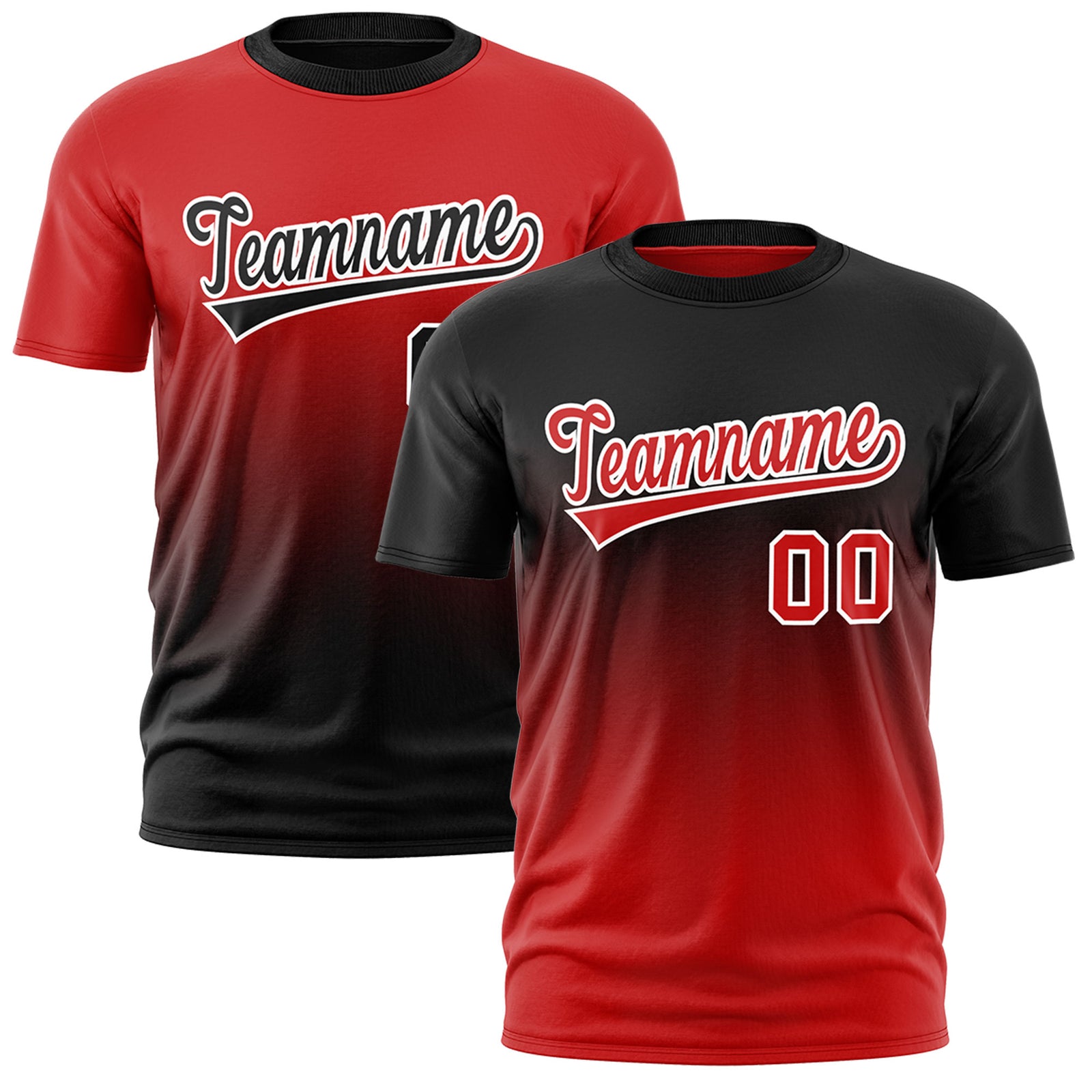 Custom Red Black Gradient Fashion Reversible Lightweight T-shirt| KXKSHOP