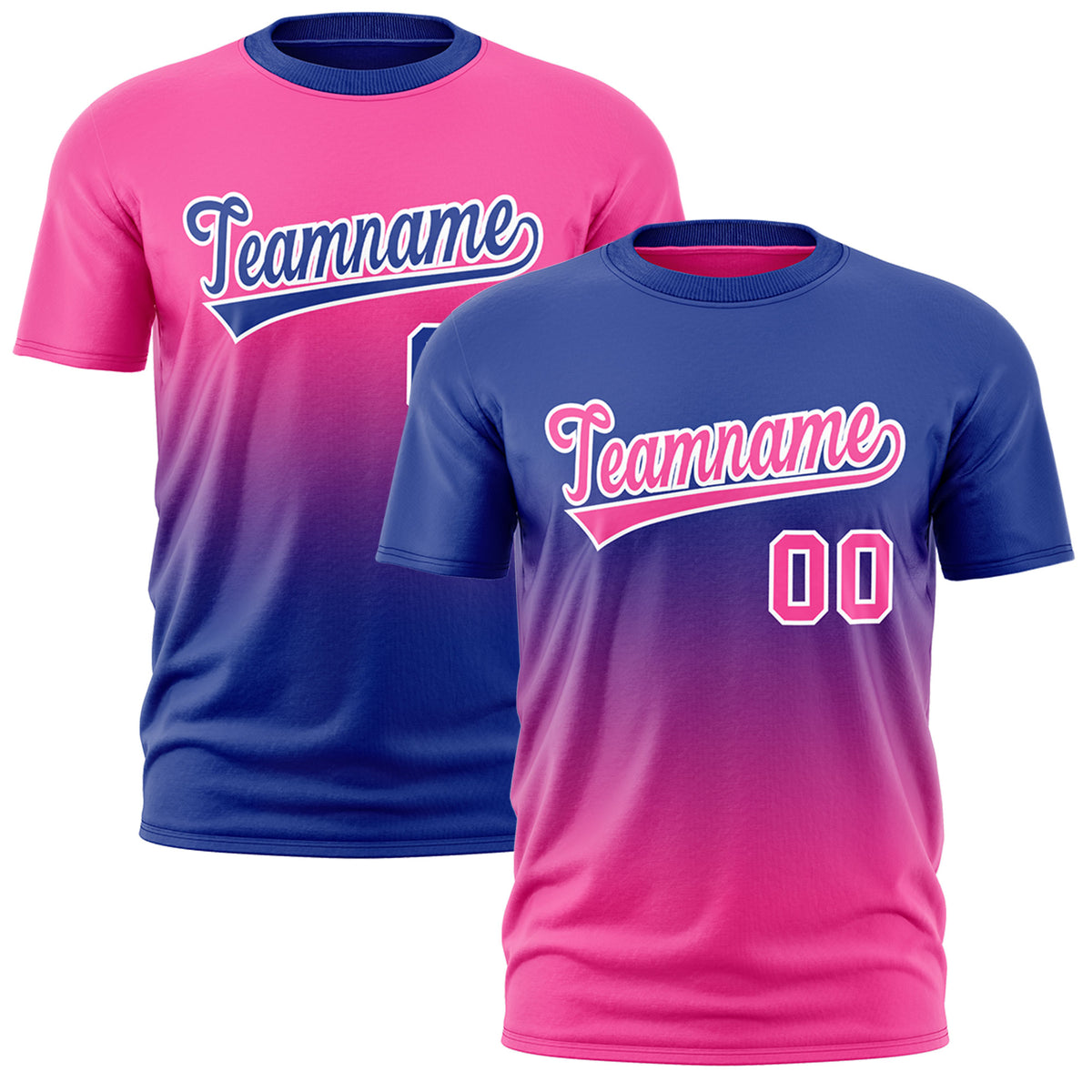 Custom Pink Royal Blue Gradient Fashion Reversible Quick Dry T-shirt| KXKSHOP