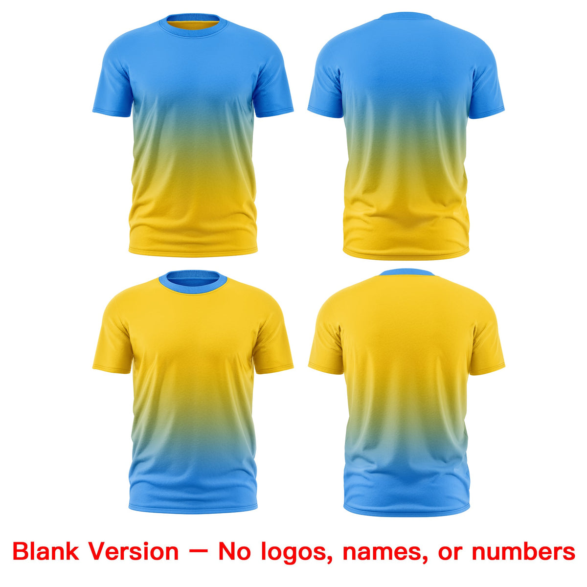 Custom Powder Blue Gold Gradient Fashion Reversible Quick Dry T-shirt| KXKSHOP