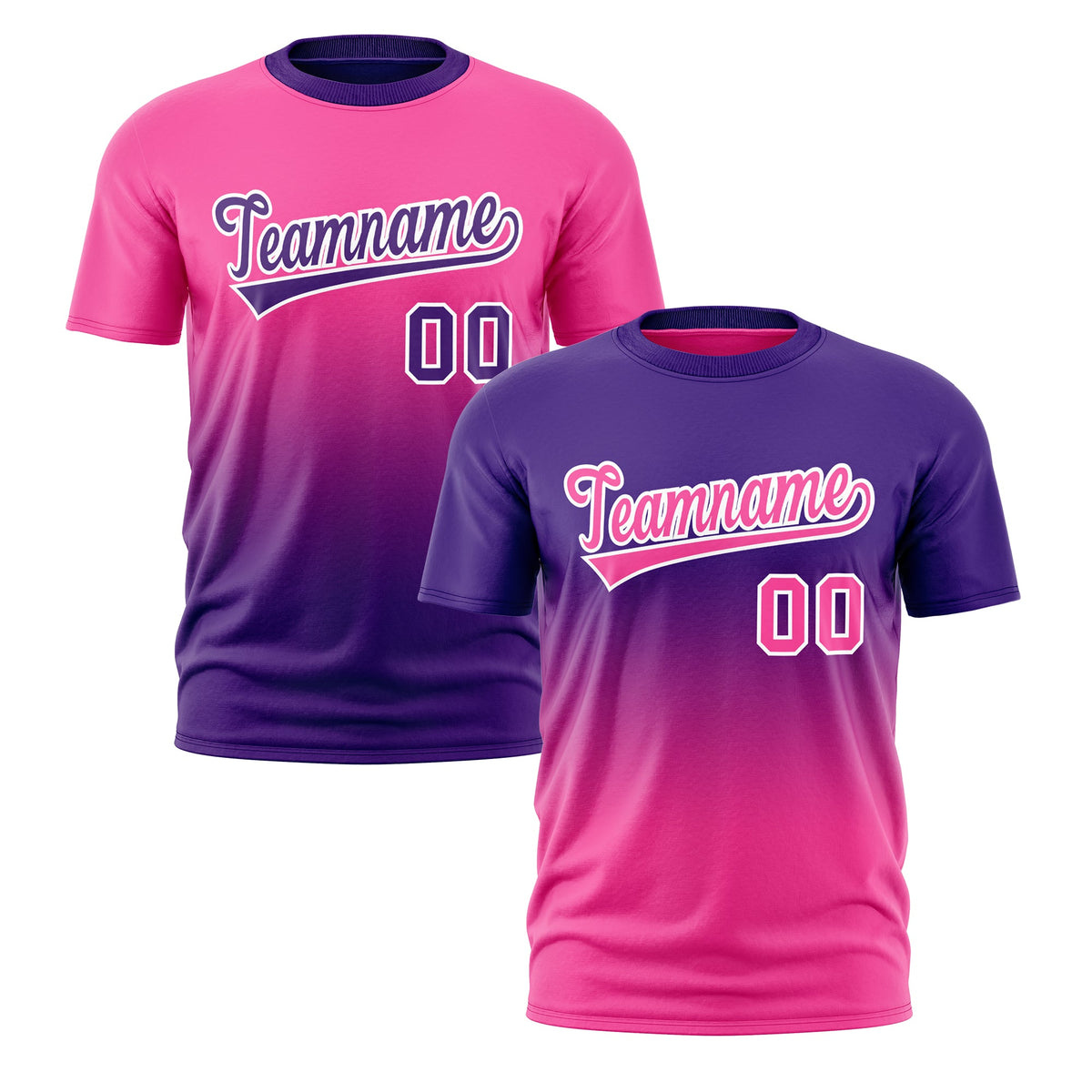 Custom Purple Pink Gradient Fashion Reversible Lightweight T-shirt| KXKSHOP