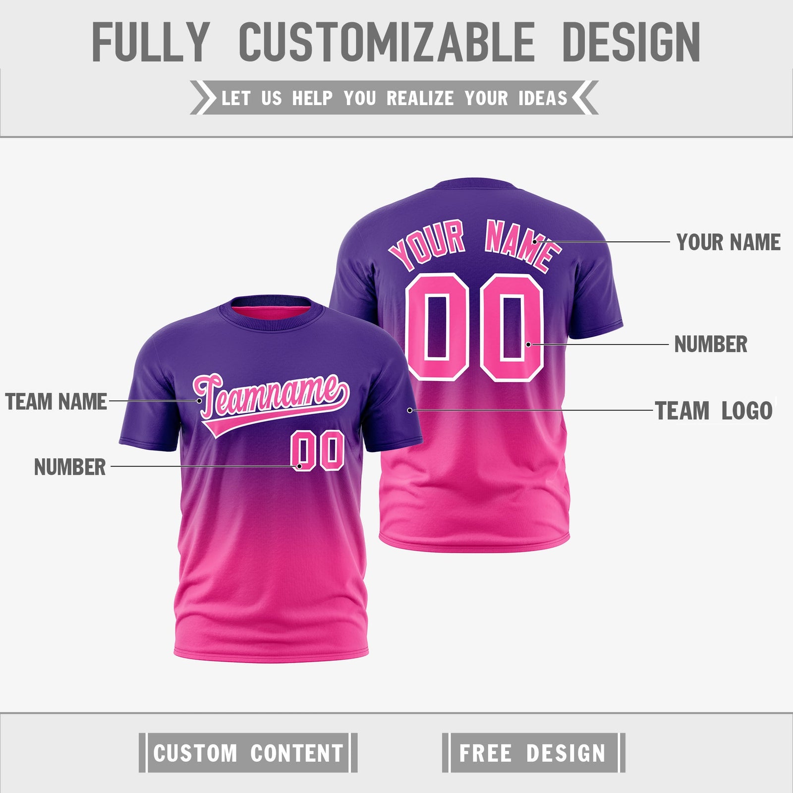 Custom Purple Pink Gradient Fashion Reversible Lightweight T-shirt| KXKSHOP