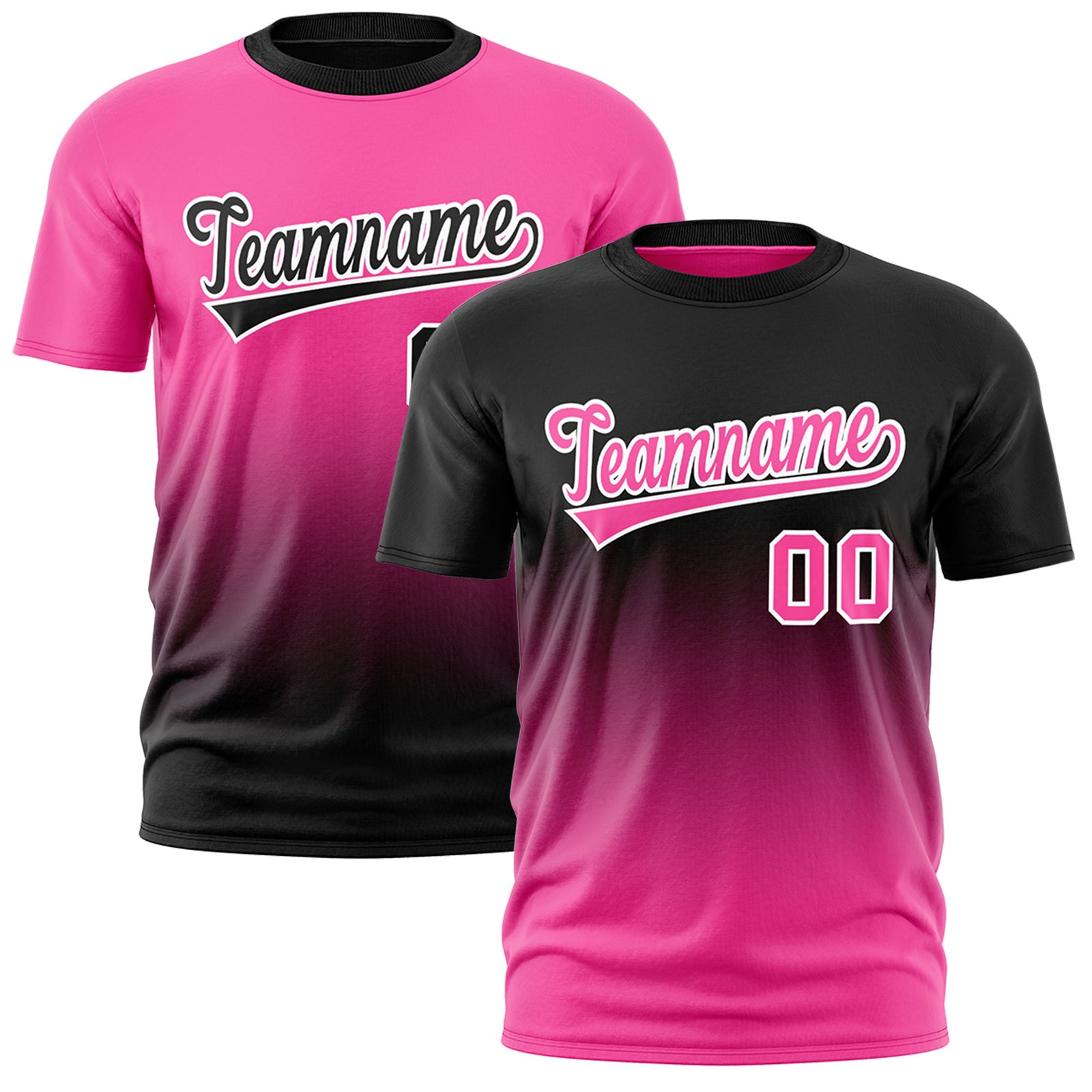 Custom Pink Black Gradient Fashion Reversible Quick Dry T-shirt| KXKSHOP