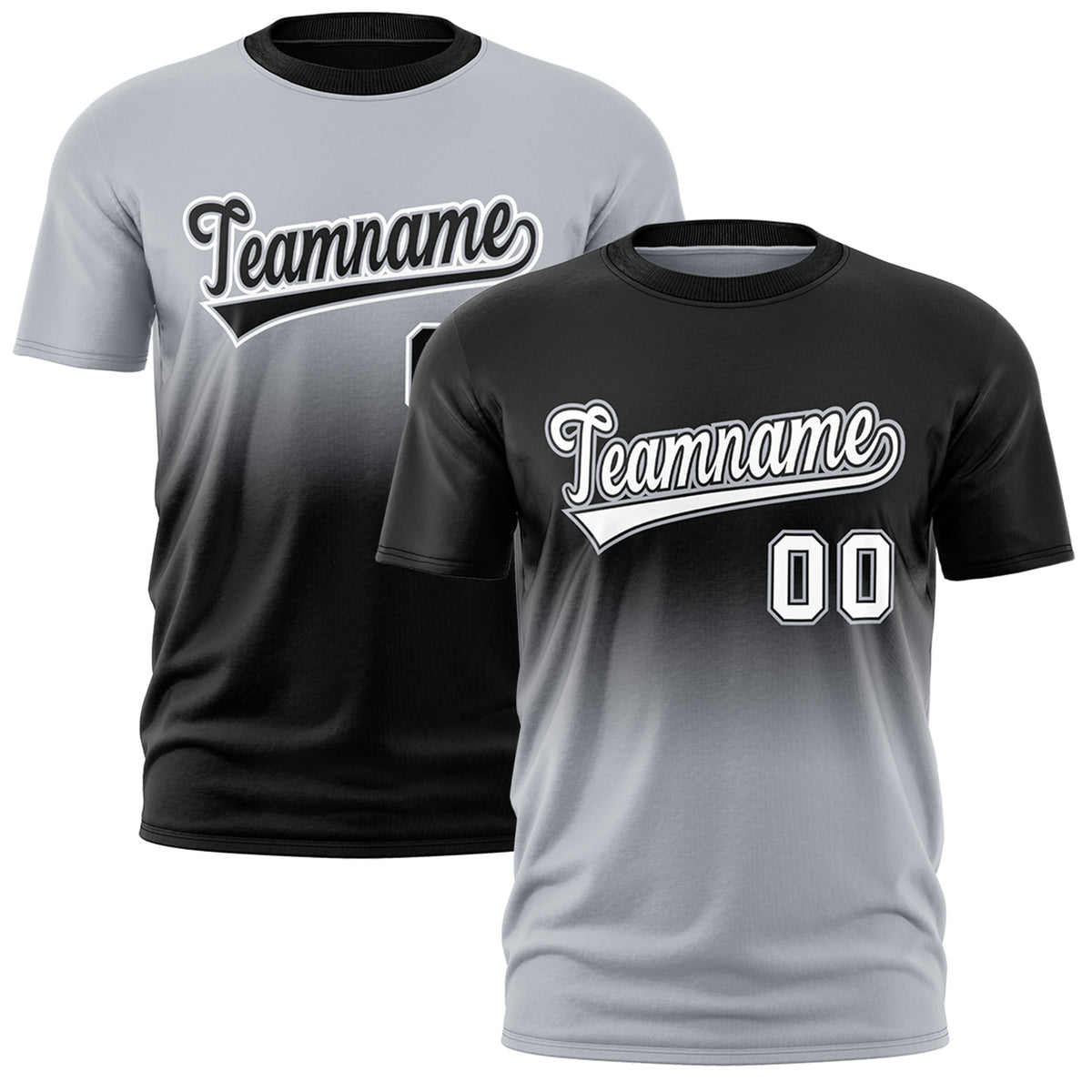 Custom Silver Black Gradient Fashion Reversible Quick Dry T-shirt| KXKSHOP