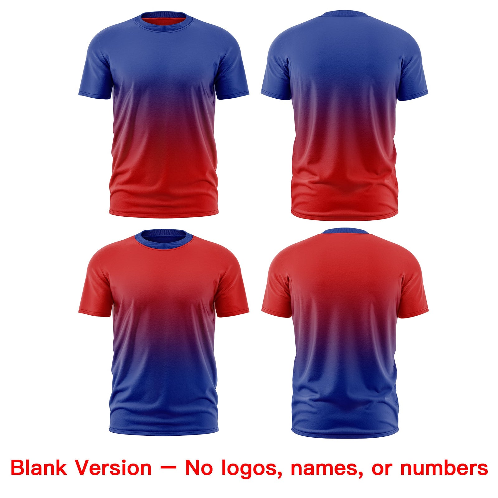 Custom Red Royal Blue Gradient Fashion Reversible Lightweight T-shirt| KXKSHOP