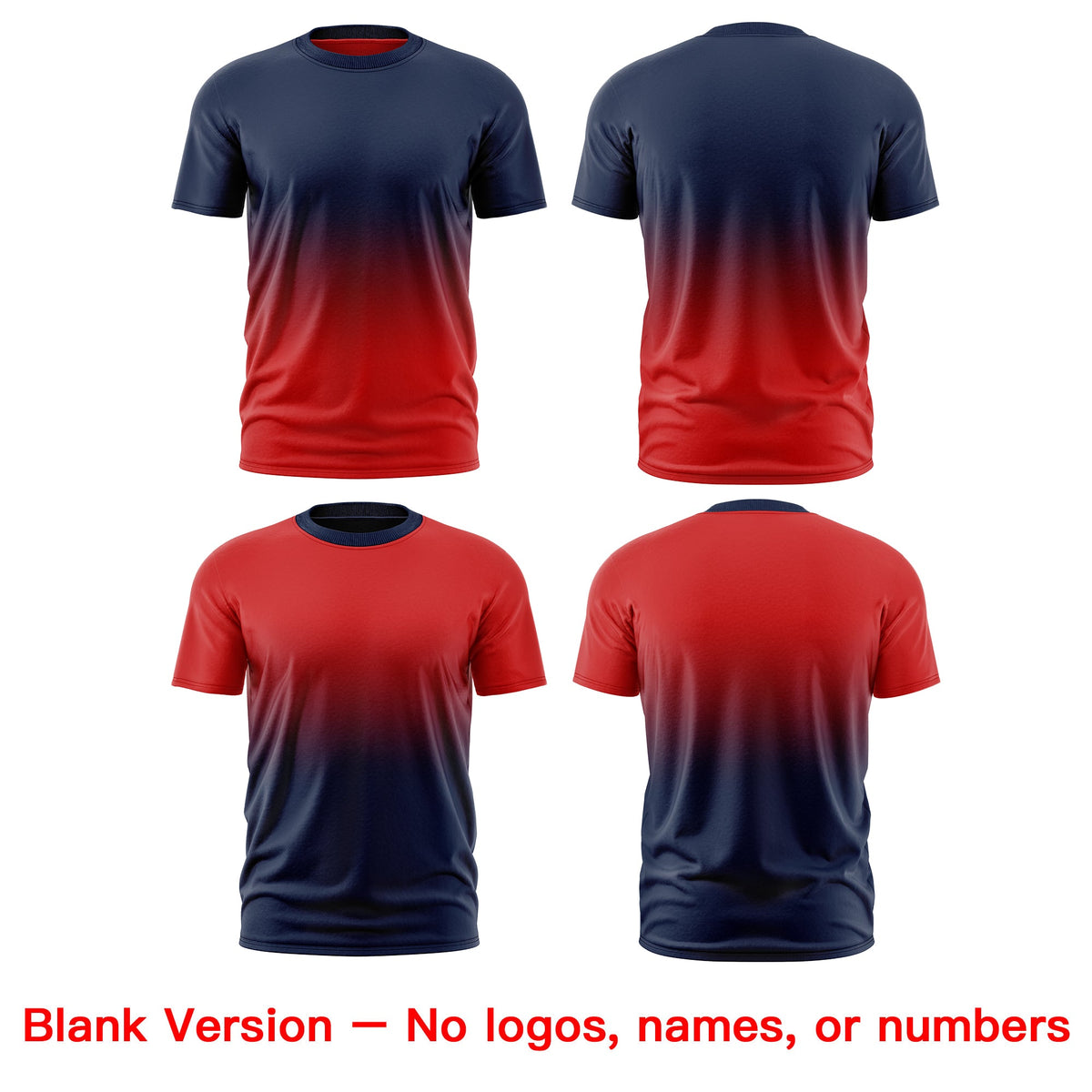 Custom Red Navy Gradient Fashion Reversible Quick Dry T-shirt| KXKSHOP