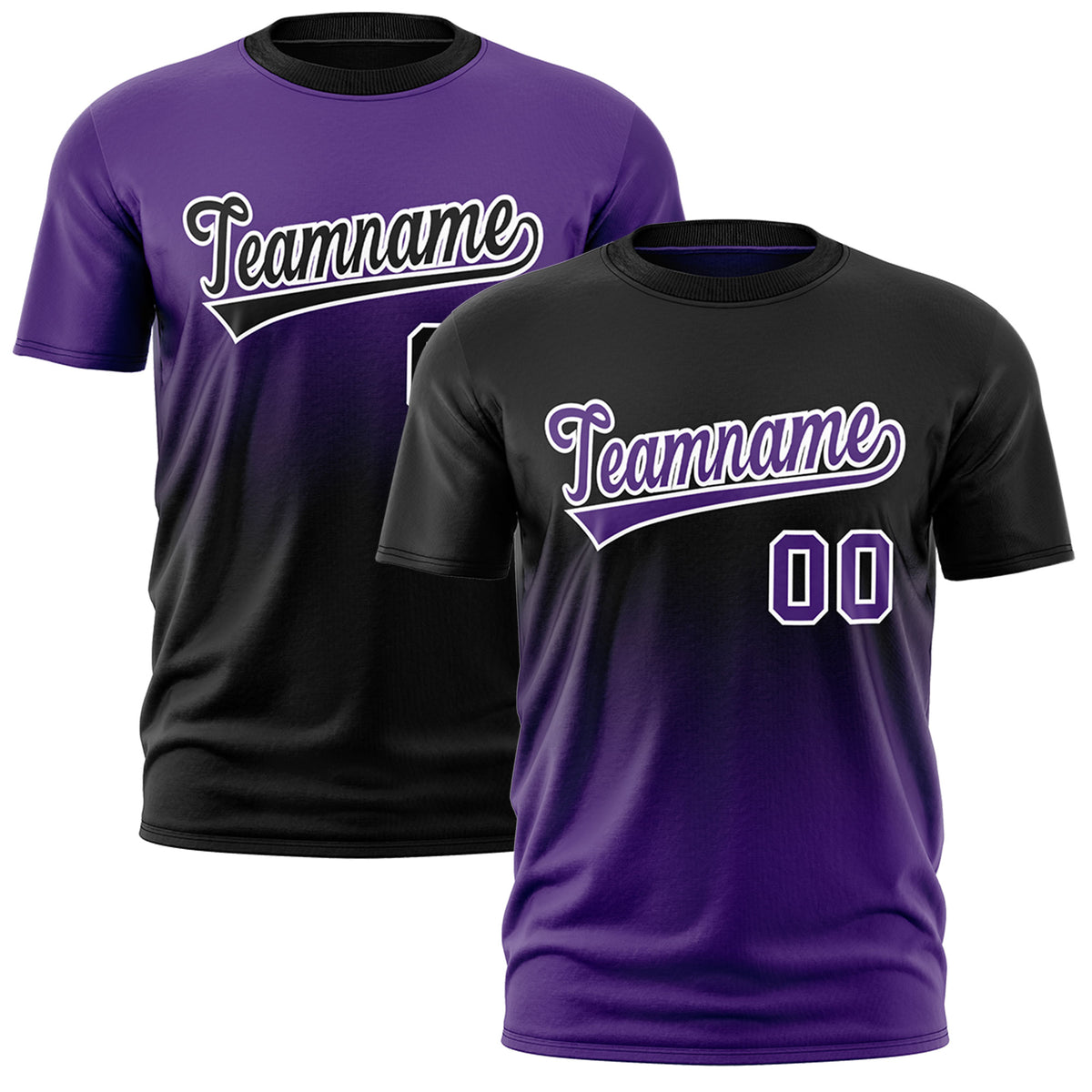 Custom Black Purple Purple Gradient Fashion Reversible Lightweight T-shirt| KXKSHOP