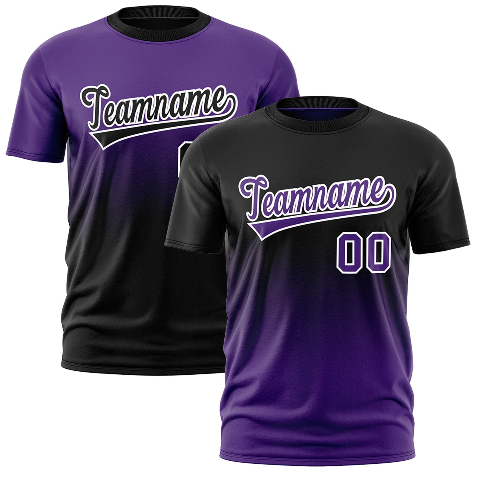 Custom Black Purple Purple Gradient Fashion Reversible Lightweight T-shirt| KXKSHOP
