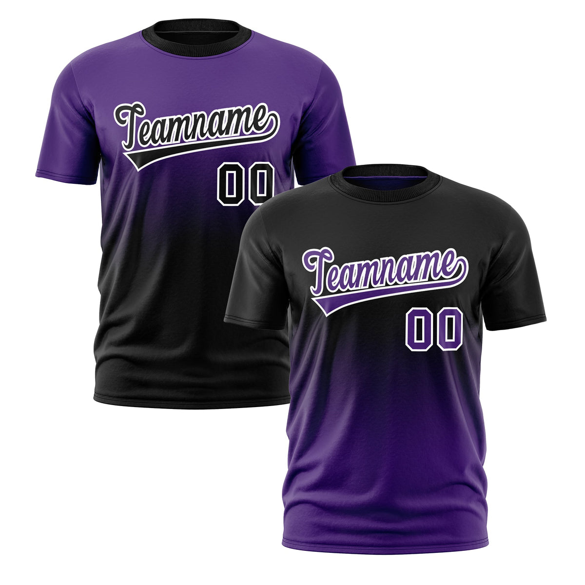 Custom Black Purple Purple Gradient Fashion Reversible Lightweight T-shirt| KXKSHOP
