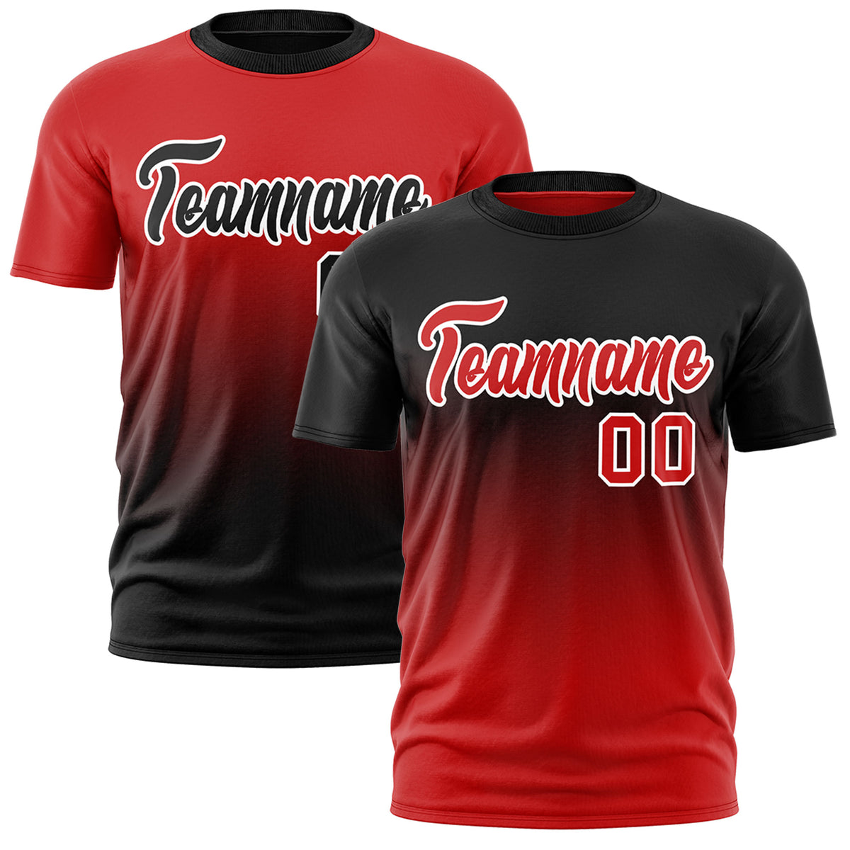 Custom Red Black Gradient Fashion Reversible Lightweight T-shirt| KXKSHOP