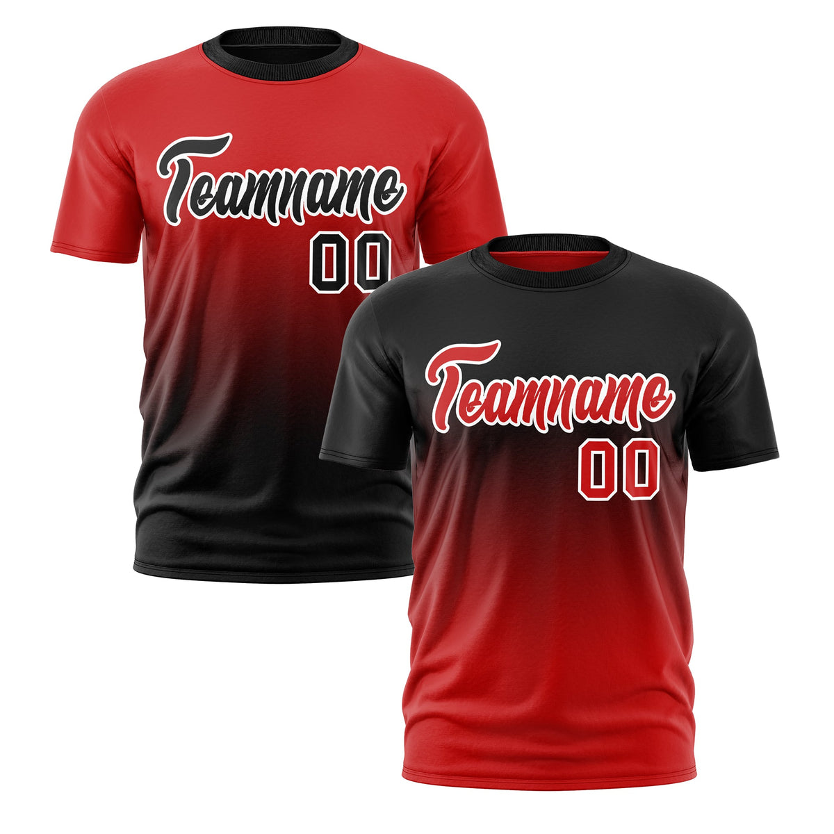 Custom Red Black Gradient Fashion Reversible Lightweight T-shirt| KXKSHOP