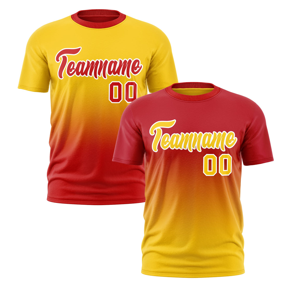 Custom Red Gold Gradient Fashion Reversible Quick Dry T-shirt| KXKSHOP