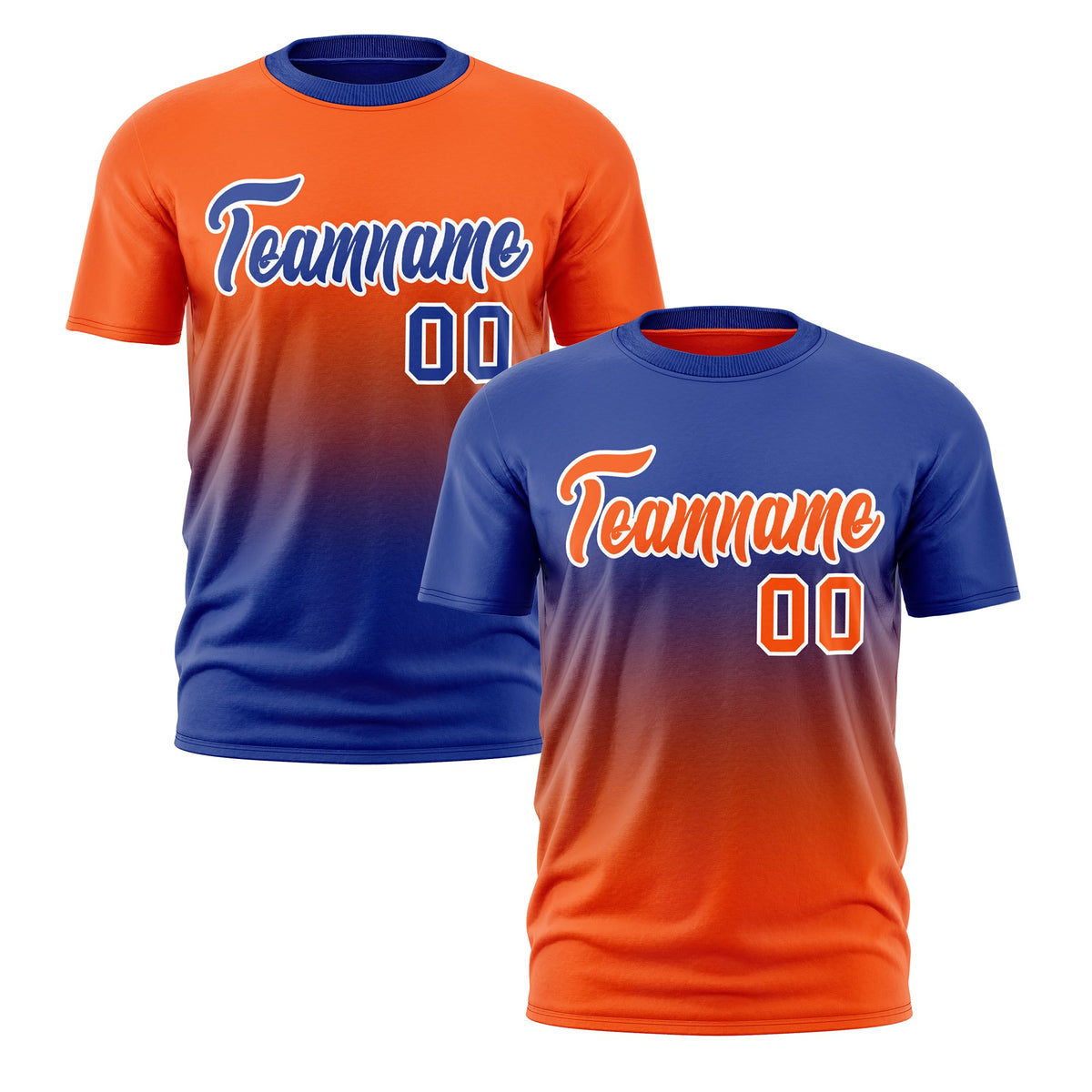 Custom Orange Royal Blue Gradient Fashion Reversible Lightweight T-shirt| KXKSHOP
