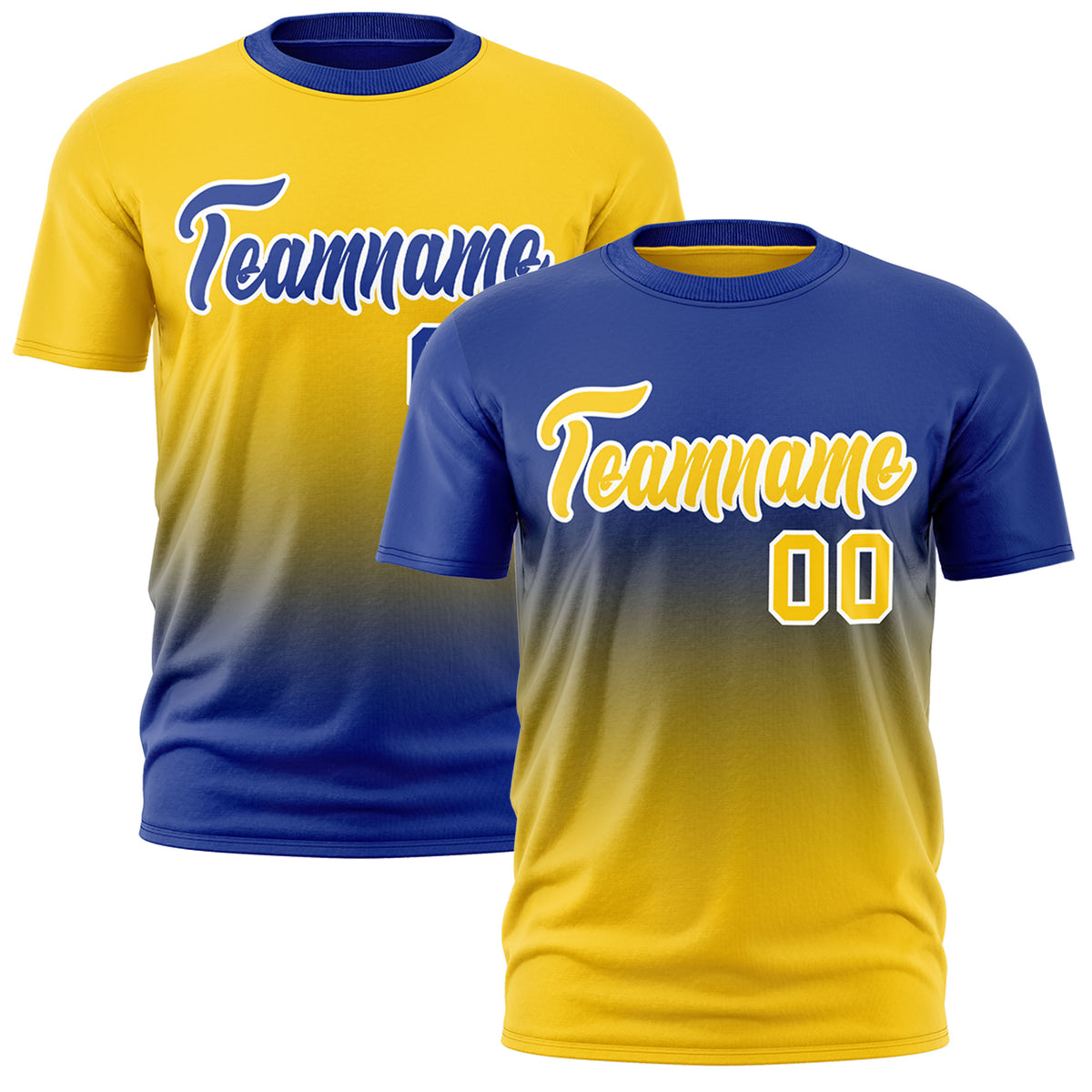 Custom Gold Royal Blue Gradient Fashion Reversible Quick Dry T-shirt| KXKSHOP