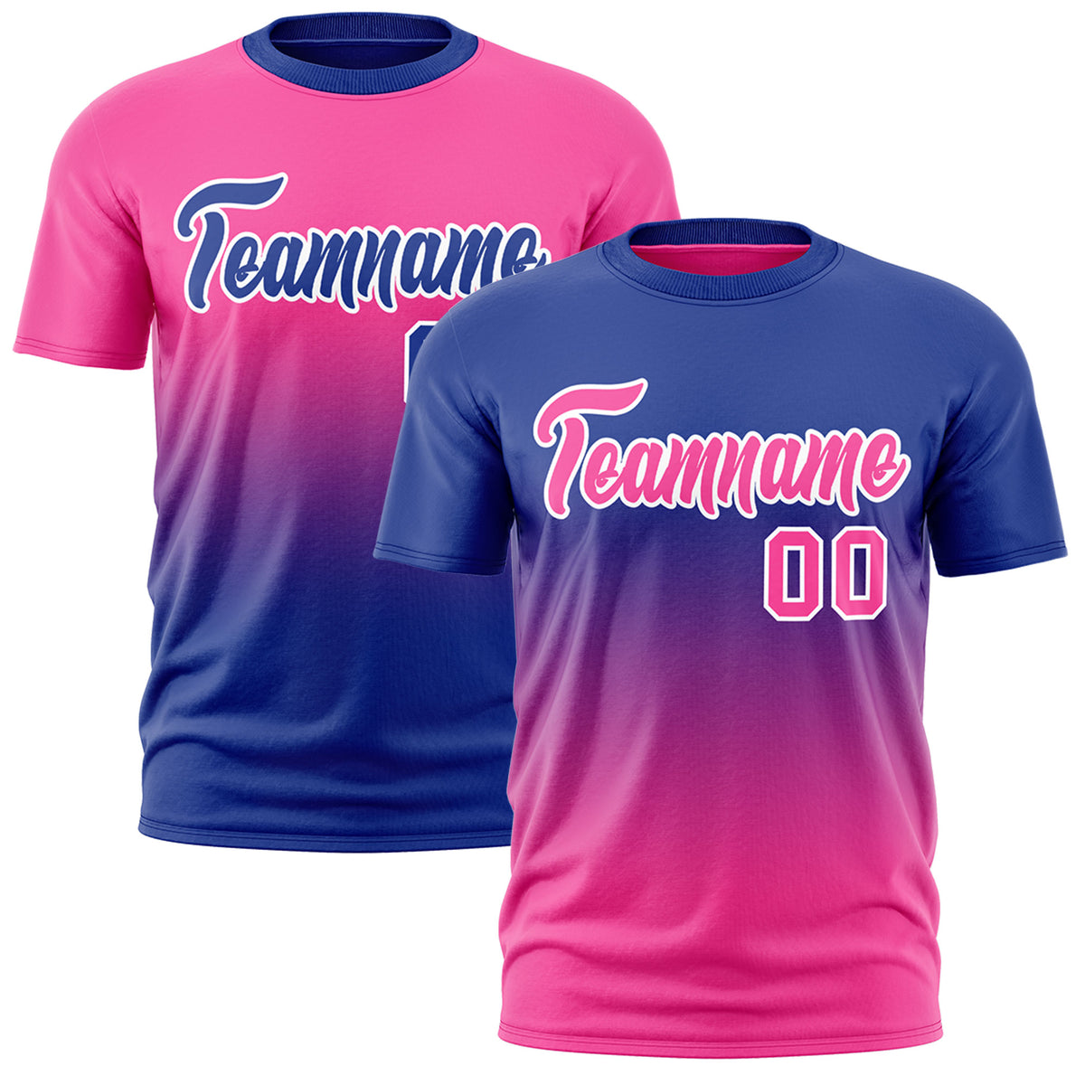 Custom Pink Royal Blue Gradient Fashion Reversible Quick Dry T-shirt| KXKSHOP