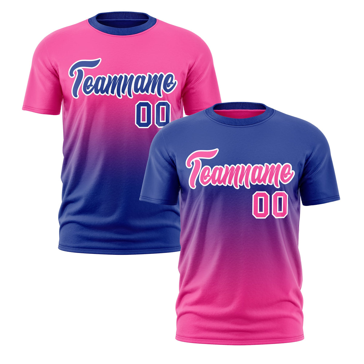 Custom Pink Royal Blue Gradient Fashion Reversible Quick Dry T-shirt| KXKSHOP