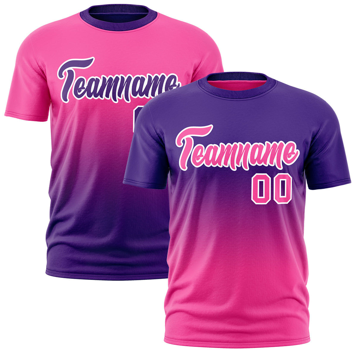 Custom Purple Pink Gradient Fashion Reversible Lightweight T-shirt| KXKSHOP