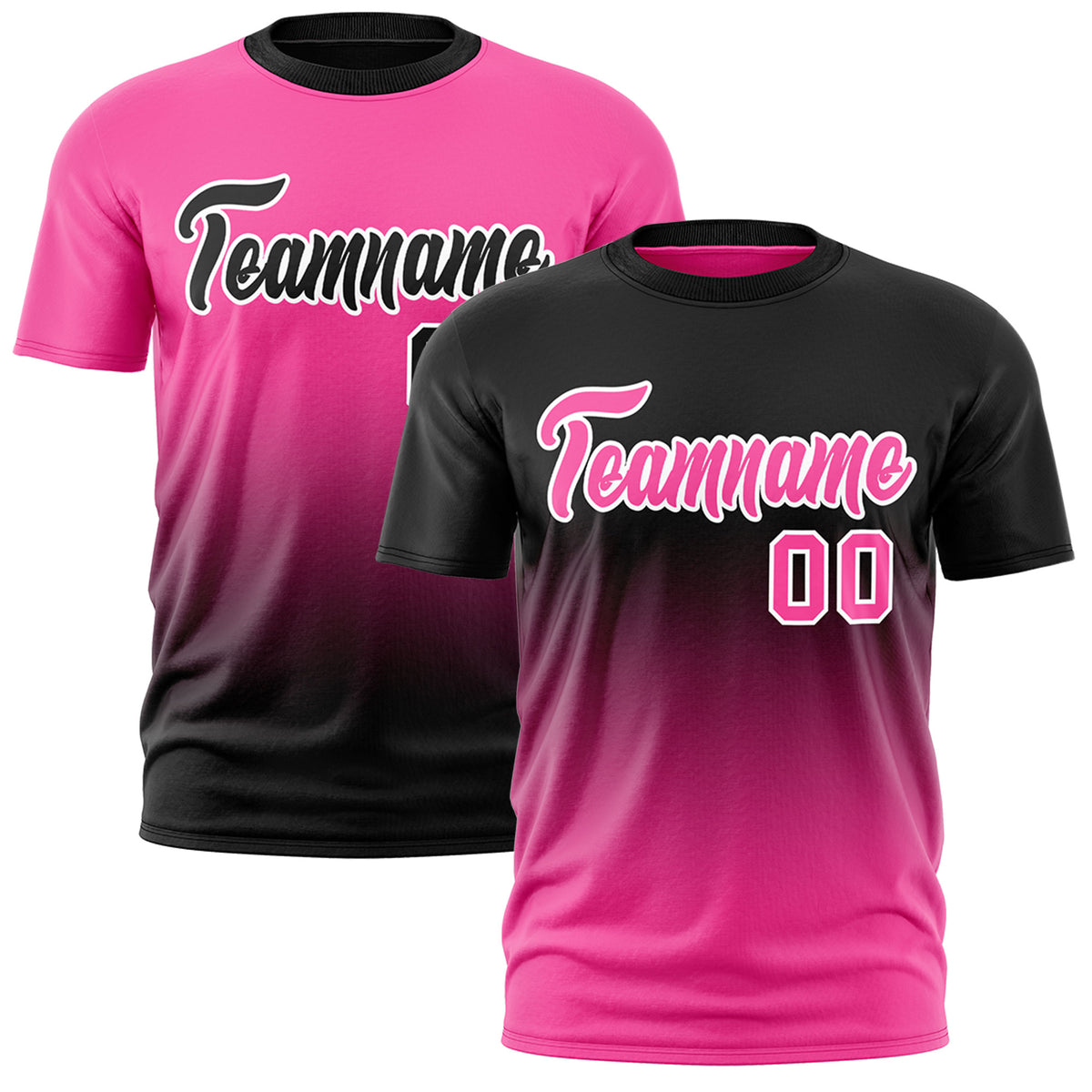Custom Pink Black Gradient Fashion Reversible Quick Dry T-shirt| KXKSHOP