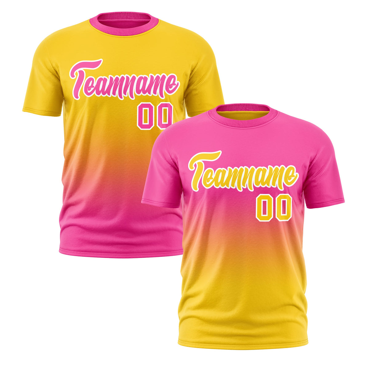 Custom Pink Gold Gradient Fashion Reversible Quick Dry T-shirt| KXKSHOP